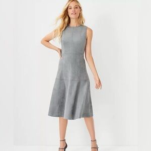Ann Taylor Gray Suede Midi Dress